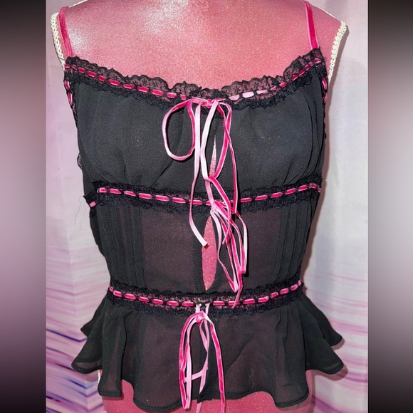 urban outfitters tie up mesh top - Picture 2 of 4